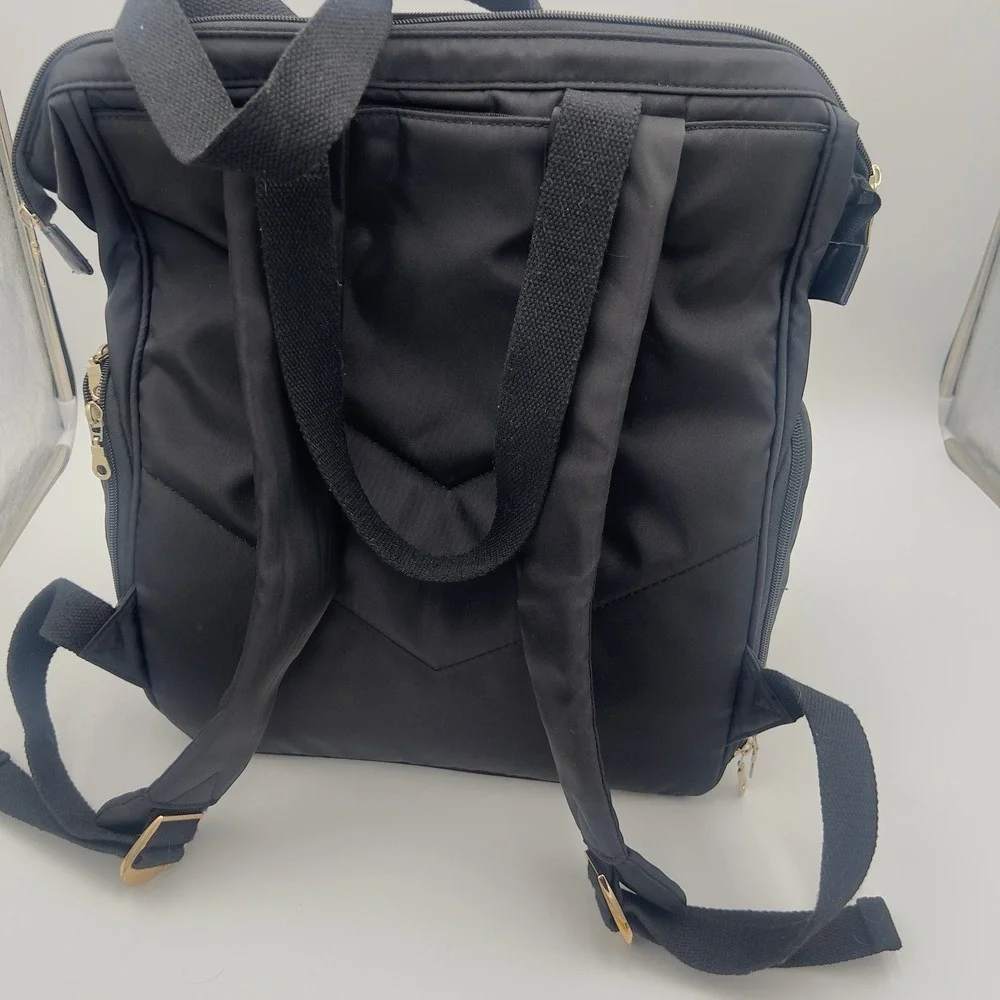 Sarah Wells Lizzy Medium Black Nylon Diaper Bag Backpack Adjustable Strap